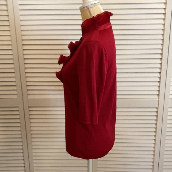 Deep Red Ruffle blouse - Picture 3 of 7